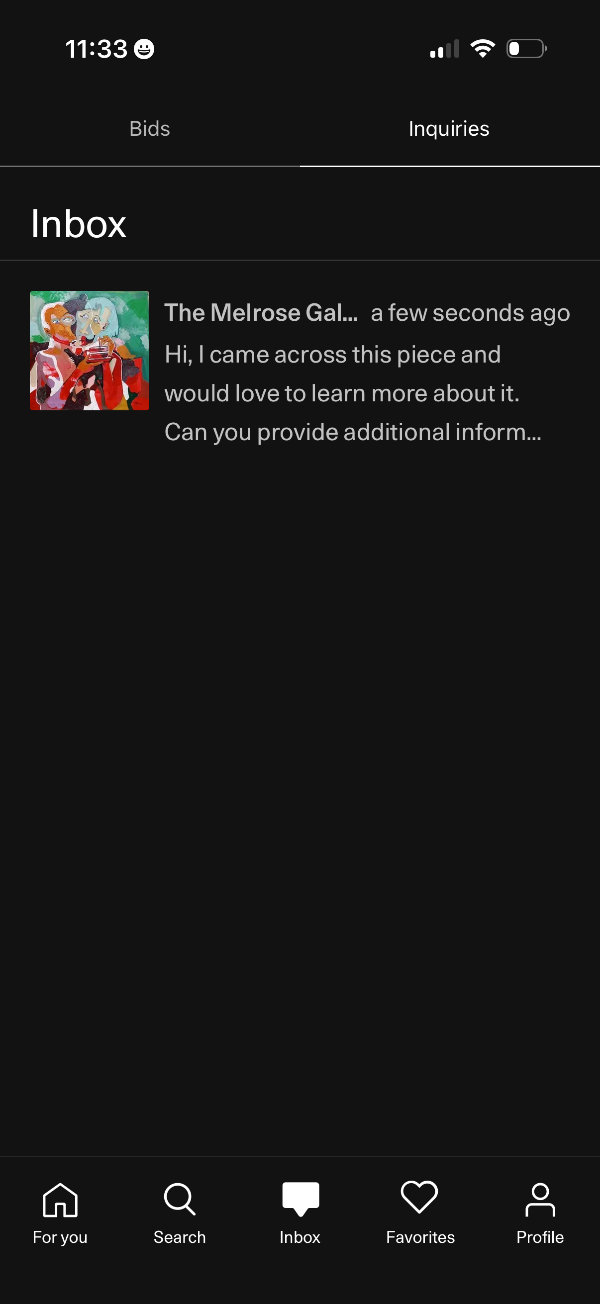 artsy notifications screenshot